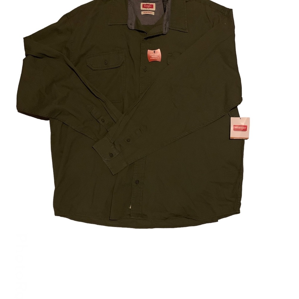 vintage wrangler button down olive green men 2XL